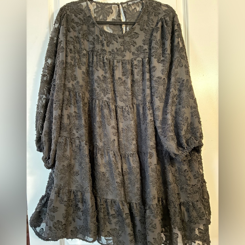 Black floral lace dress - Zara
